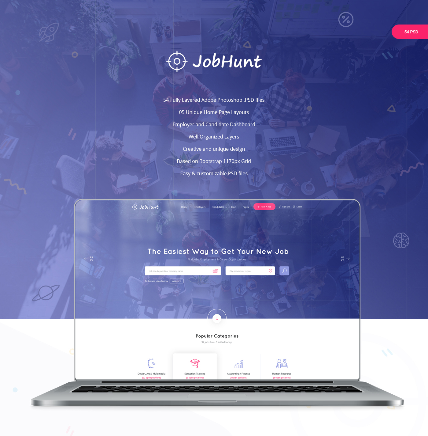 Jobhunt - The Most Popular Job Board PSD Template - 1