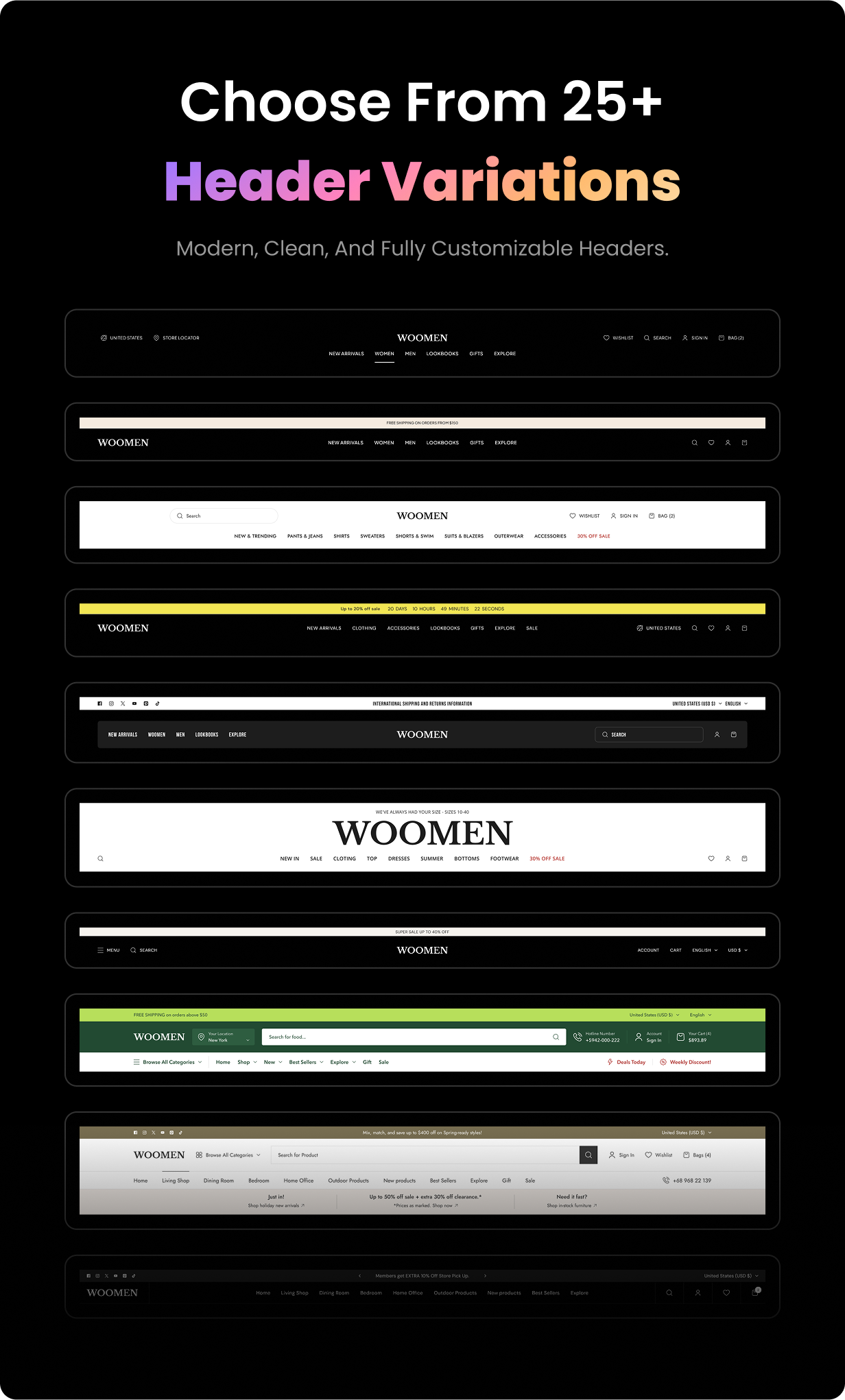 WooMen - Exclusive & Fashion Multipurpose eCommerce HTML Template - 8